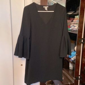 Woman’s H&M Bell Long Sleeve Dress, Black, 4
